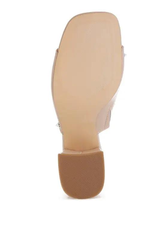 Lomela Stud Embellished Block Heel Mules for Casual Wear - Love Salve